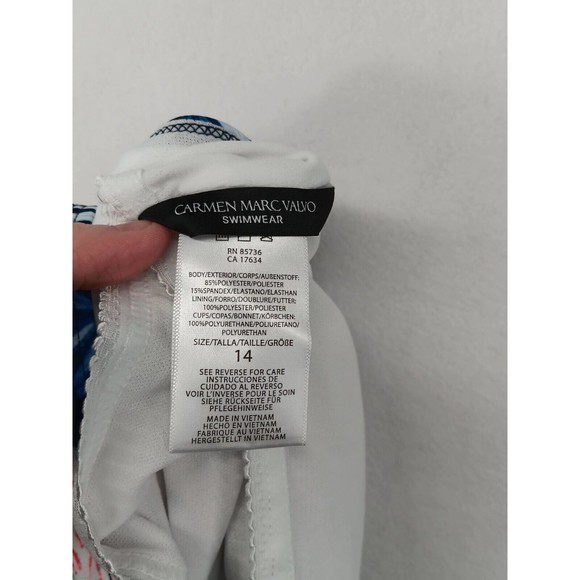 NWOT Carmen Marc Valvo Swimwear One Piece One Shoulder Keyhole Swimsuit Size 14 - Picture 11 of 13